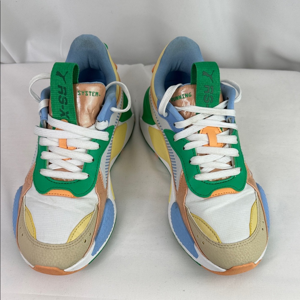Puma Kids Green, Blue, Yellow & Tan Colorblock Sneakers